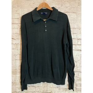 Northern Isles Shirt Mens XL Silk Blend Black Long Sleeve Polo Collared